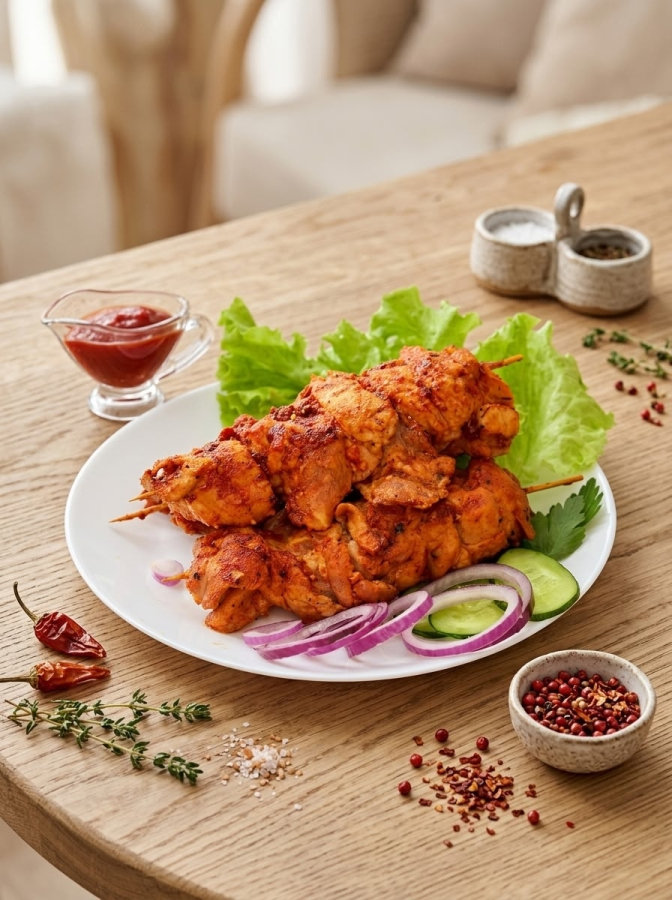 Шашлык из мяса птицы копчёно-запеченный